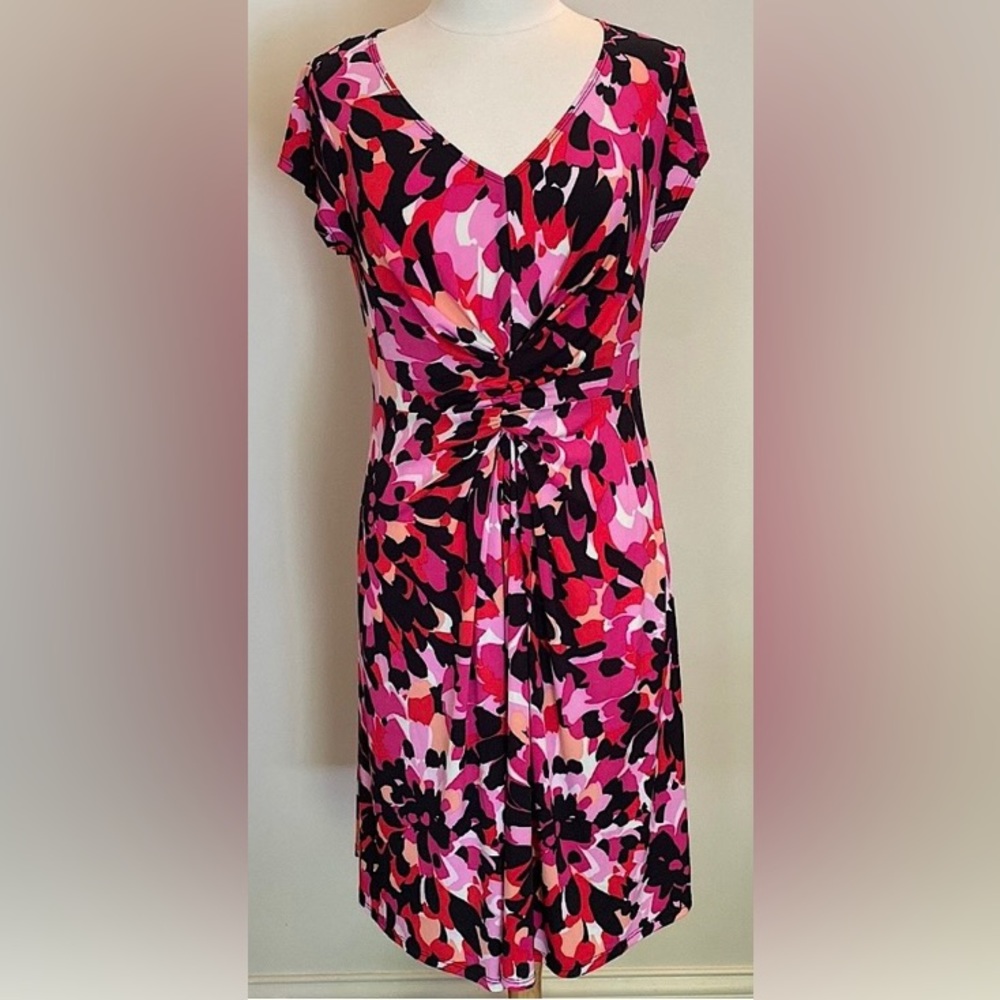 Marc Bouwer Black Pink Floral Abstract S Old Hollywood Glamour Romantic Dress